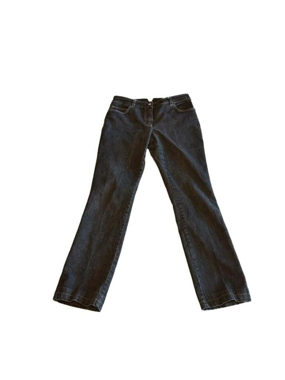 Escada Dark Wash Straight Leg Jeans with Embroidered Back Pocket Size 38